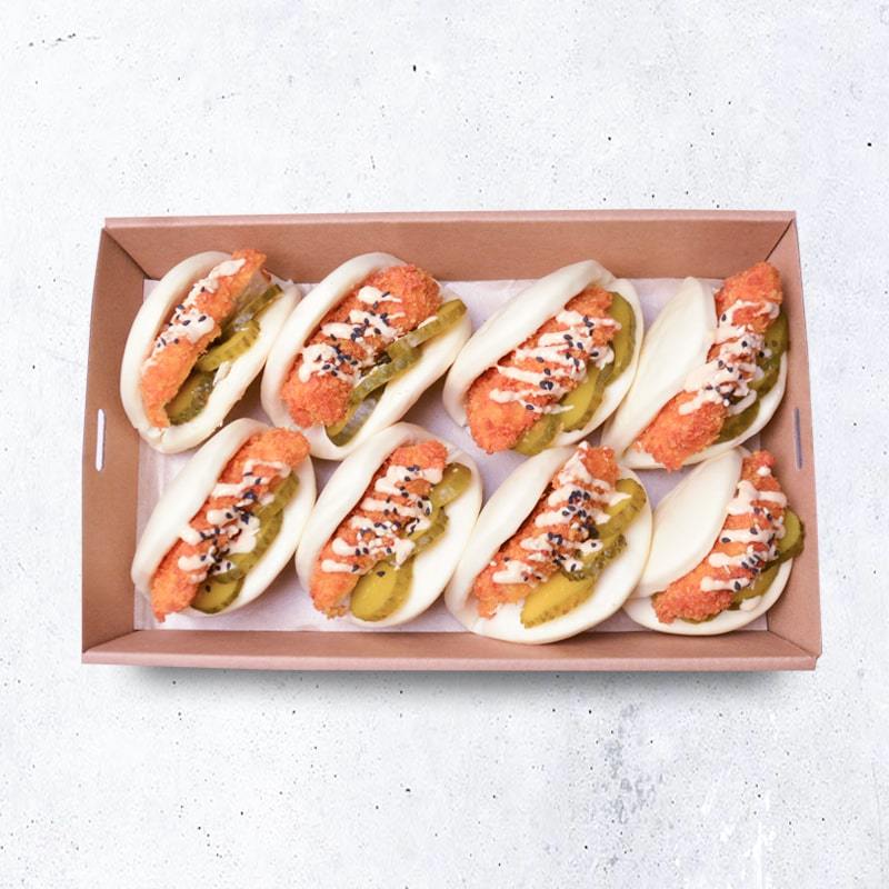 Steamed Bao Buns Pen Catering Fried Chicken, Pickles, Special Sauce & Toasted Sesame