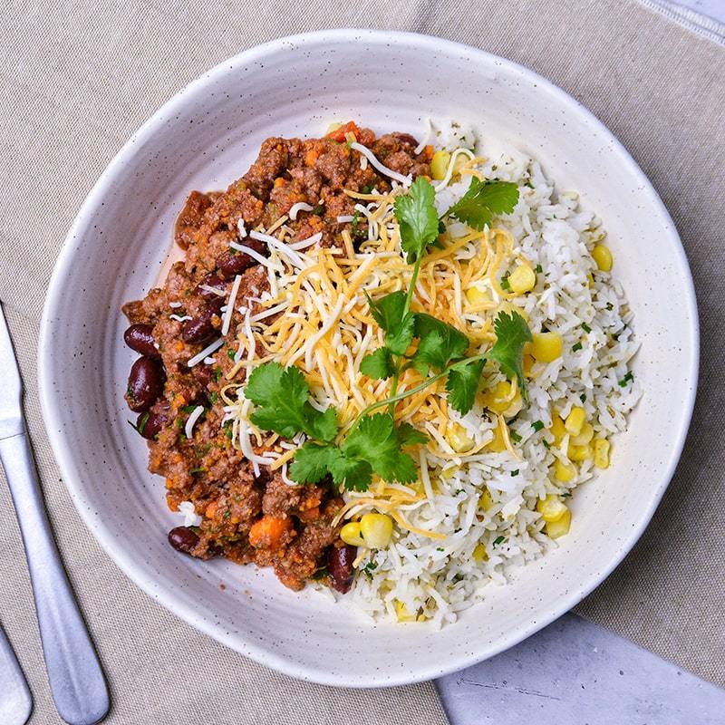 Chilli Con Carne with Mexican Rice Pen Catering