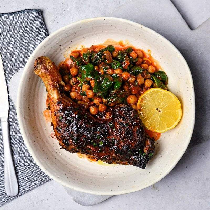Harissa Roasted Chicken Maryland with Chickpea & Spinach Pen Catering 