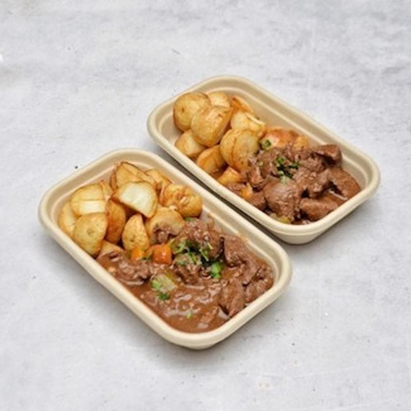 Pepper Beef Stew with Roast Chat Potatoes Pen Catering