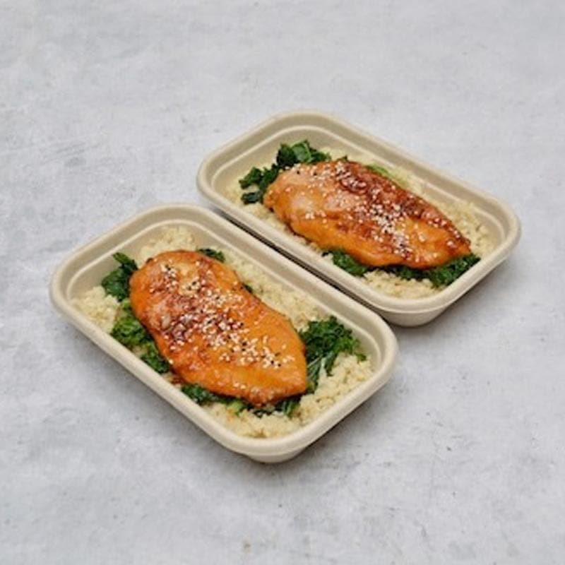Teriyaki Chicken, Kale and Cauliflower Rice Pen Catering