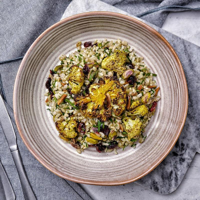 Turmeric Roasted Cauliflower Grain Salad Pen Catering