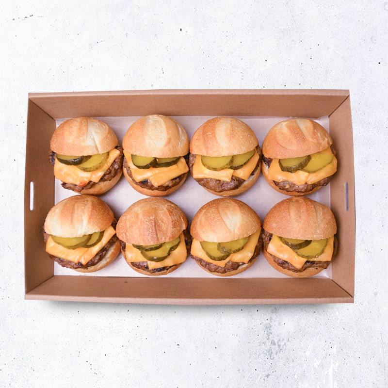Mini Burgers Pen Catering American Beef Burger with Special Sauce, Pickles & American Cheese 